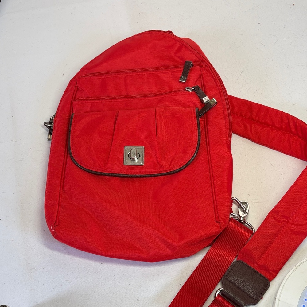Baggallini Red/Orange Polyester Sling Crossbody Bag